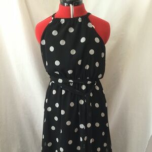 Black & White polka dot halter dress